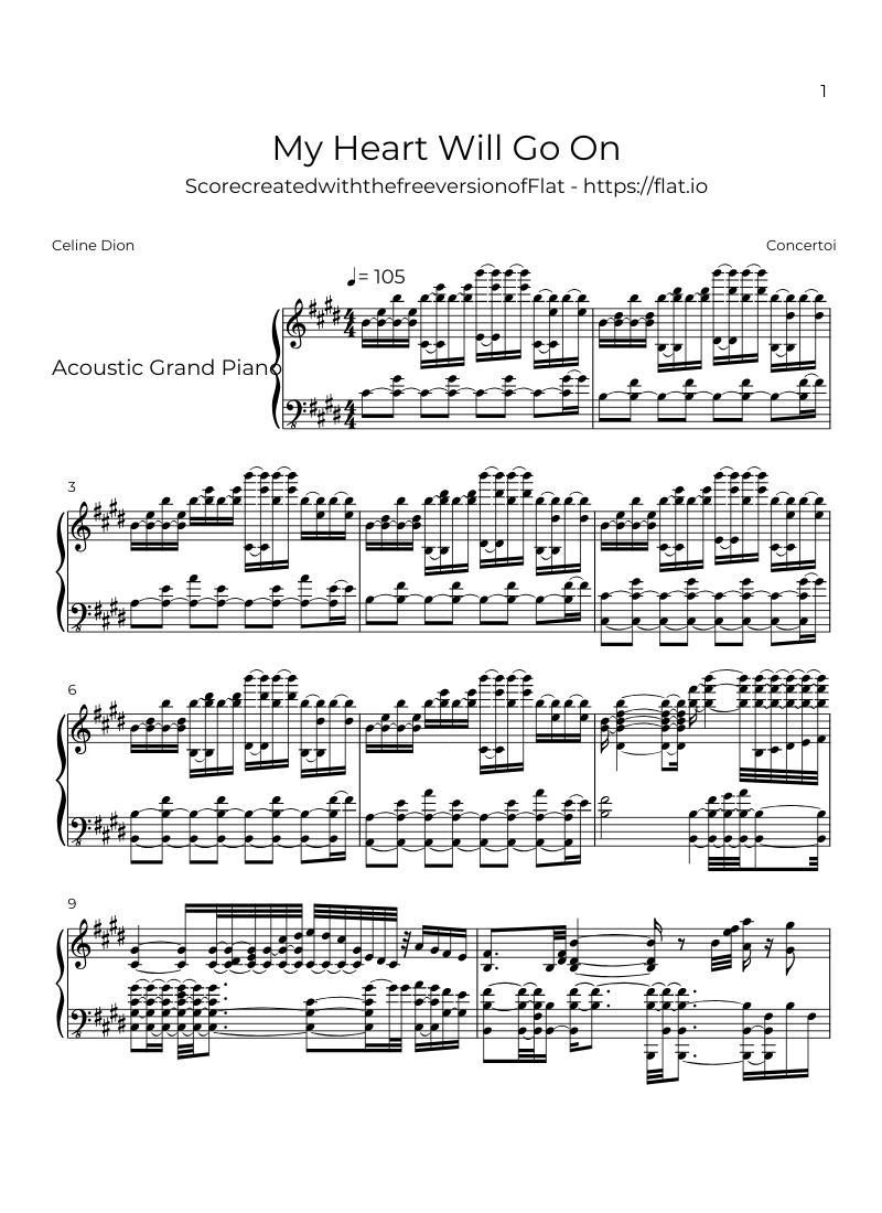 Piano sheet music